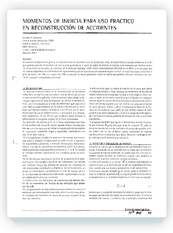 Momentos de inercia para uso pr�ctico en reconstrucci�n de accidentes (1997)